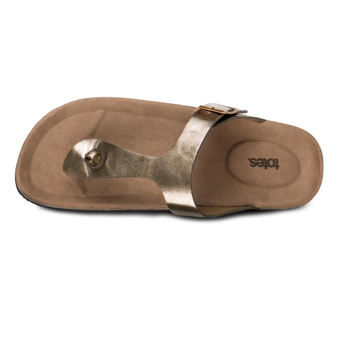 totes® Ladies PU Buckle Toe Post Gunmetal Extra Image 4
